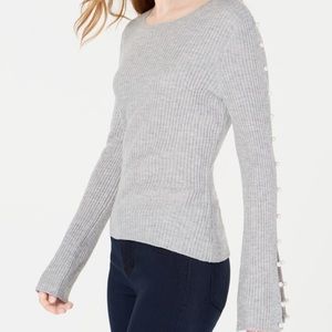 Ultra Flirt Faux-Pearl Rib Knit Sweater
